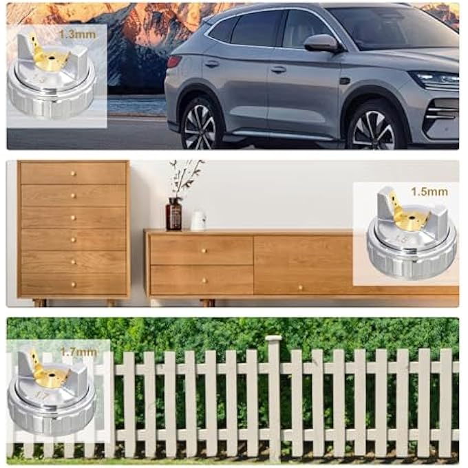 BENTOHKLE D1 LVLP AIR SPRAY GUN KIT WITH 10PCS 600ML DISPOSABLE MIXING CUPS 1.3/1.5/1.7MM NOZZLES AUTOMOTIVE PAINT GUN CAR PAINT SPRAYER FOR HOUSE PAINTING FURNITURE DIY - Image 3